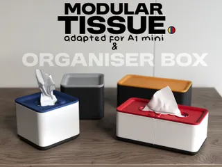 Modular tissue box and organiser (for A1 mini BambuLab or other small printers)