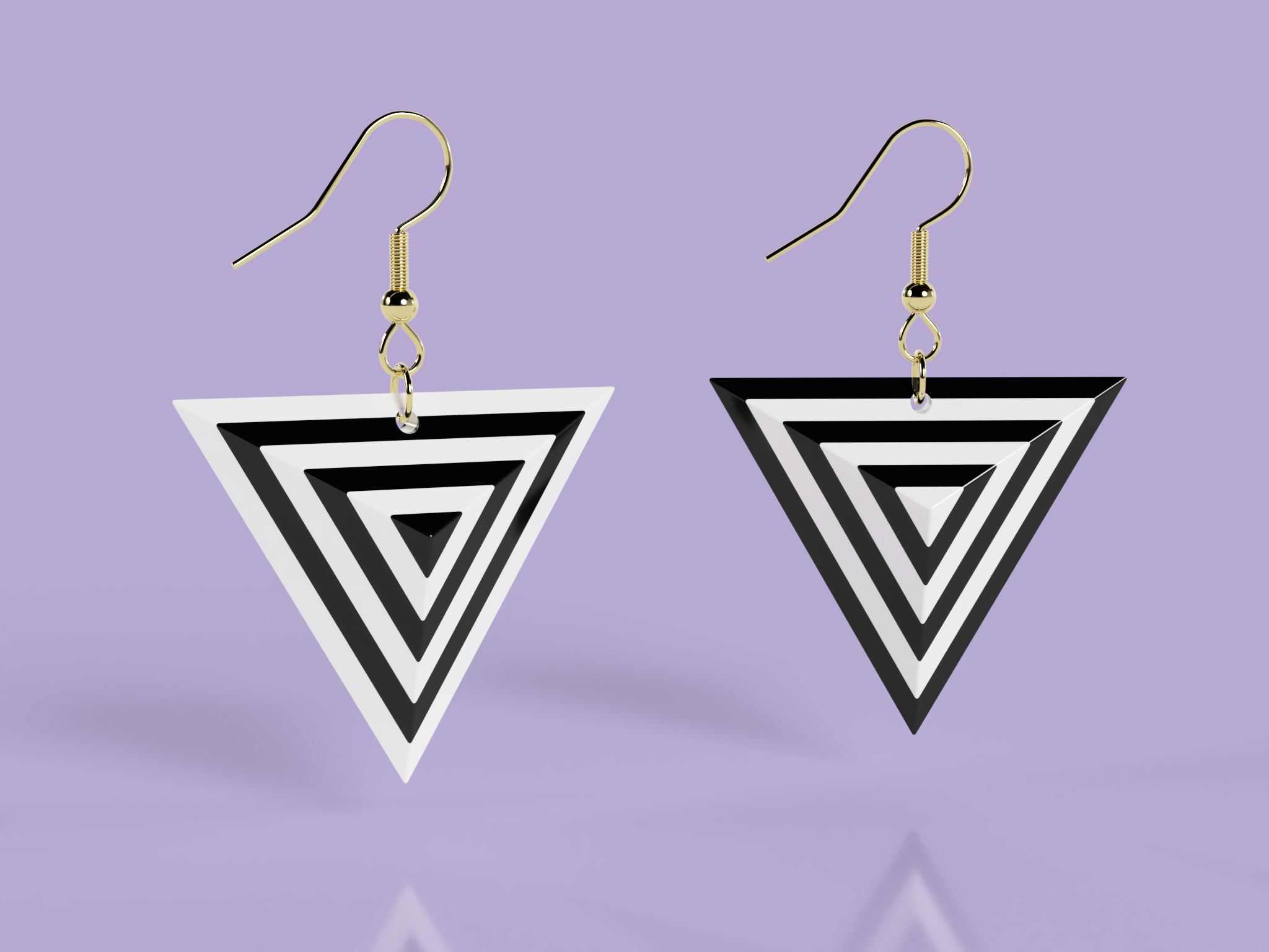 3D triangle earrings