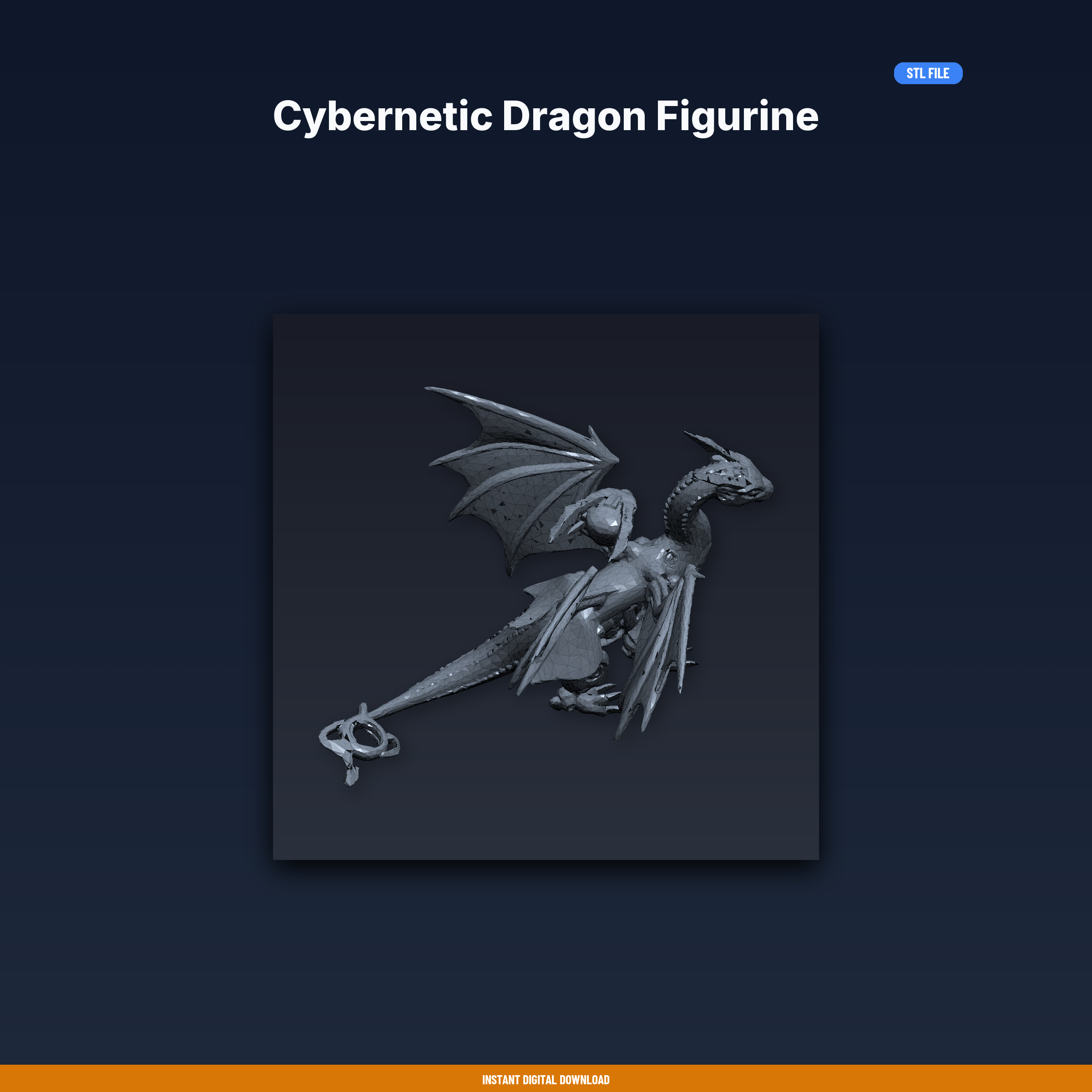 Cybernetic Dragon Figurine - 3D Printable STL File
