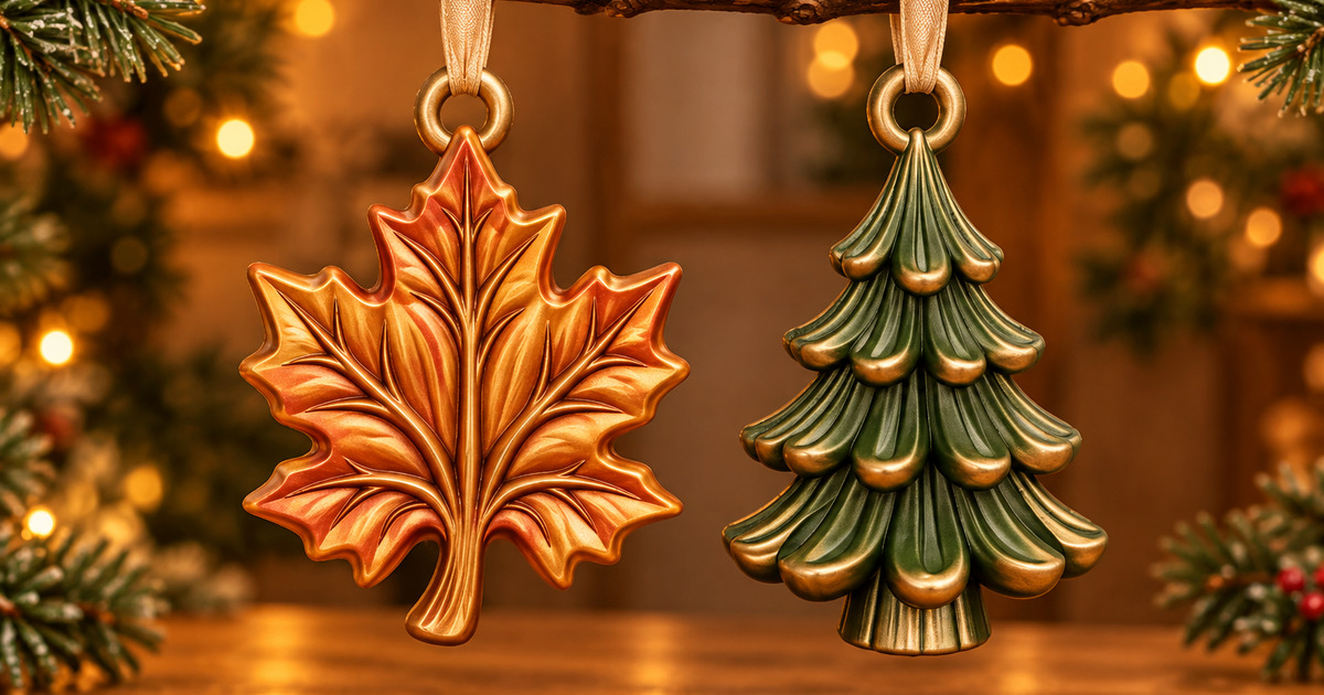 Autumn Leaf and Christmas Tree Ornament Set by Layer Forge | Download ...