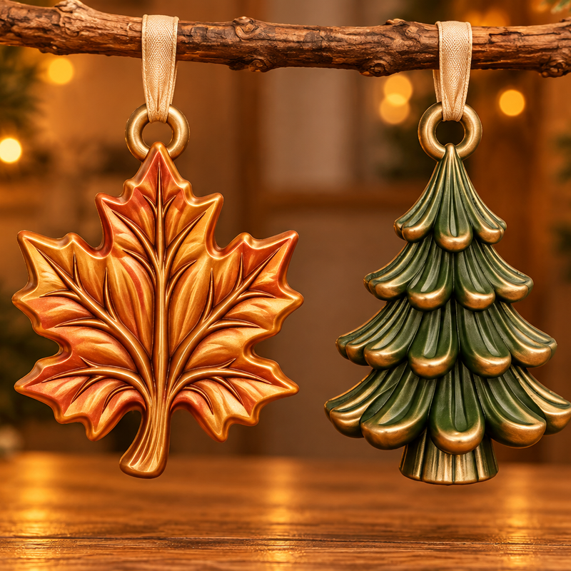 Autumn Leaf and Christmas Tree Ornament Set by Layer Forge | Download ...