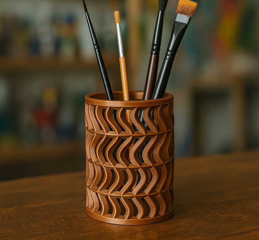 Ripple Lattice Open Frame Strong Pen Holder - Elegant home & office decor
