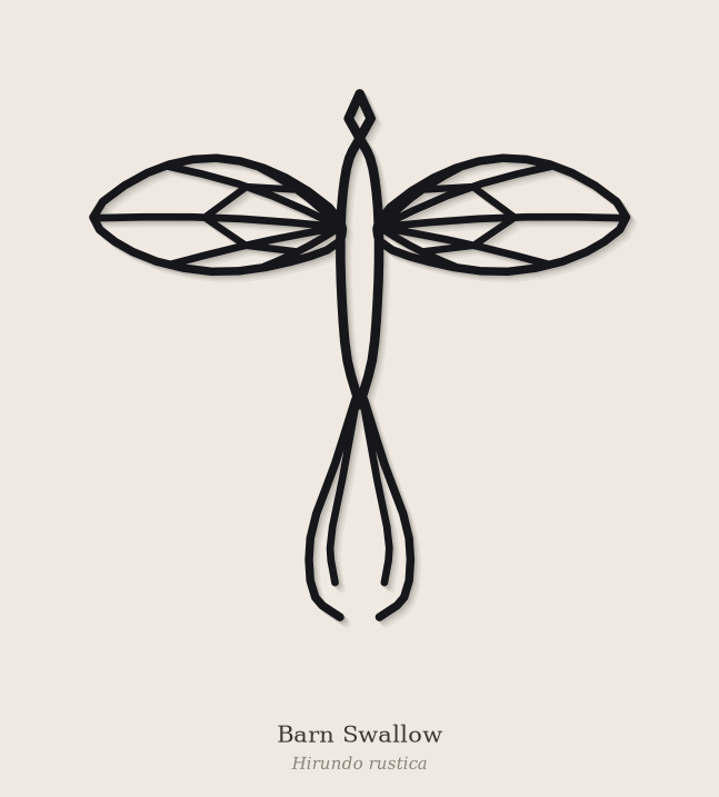 Geometric Barn Swallow Wall Art | Line Art Bird | No Supports