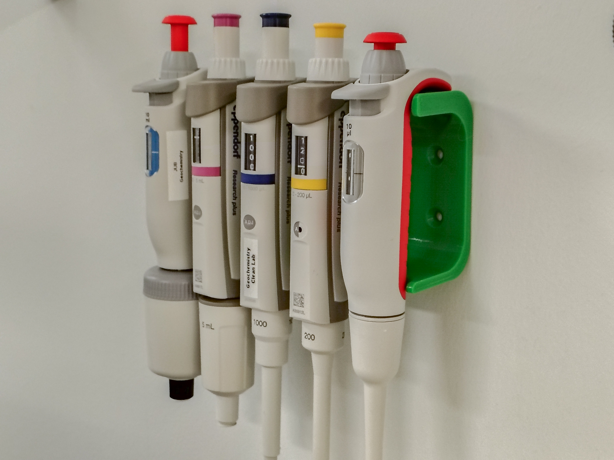 Wall-mounted pipette holders for Eppendorf and other brands