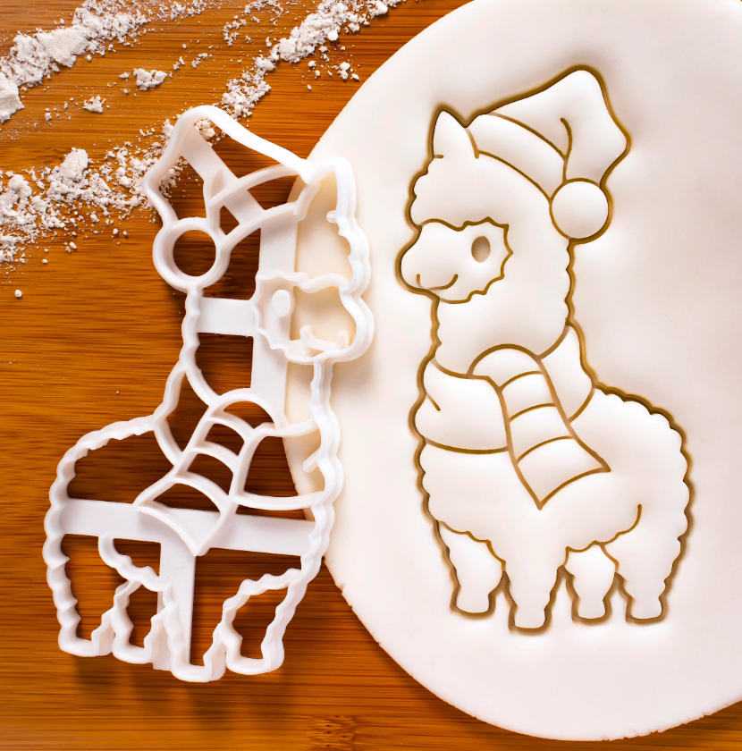 Christmas alpaca cookie cutter