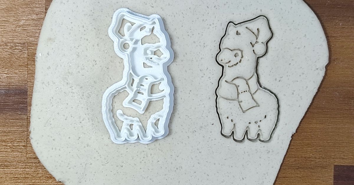 Christmas alpaca cookie cutter by Theodor, Download free STL model