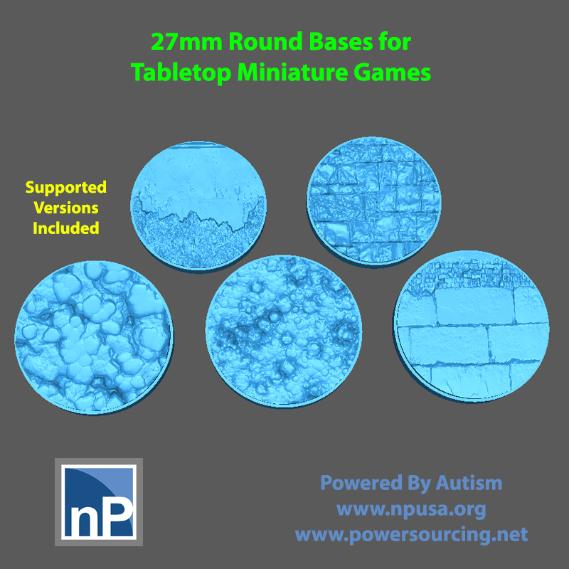 27mm Round Bases for Tabletop Miniature Games - pack 1