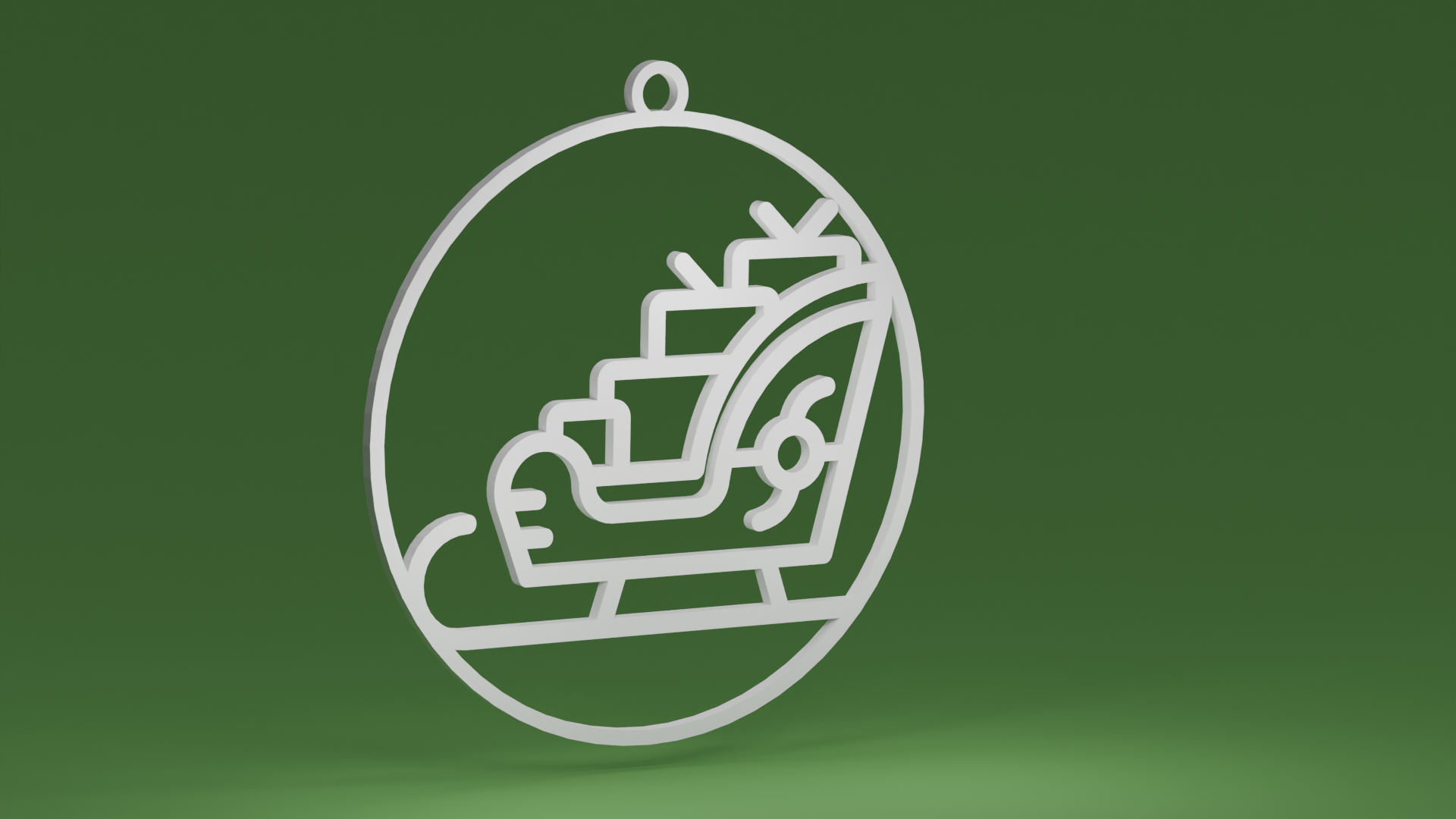 Sled inside a bauble (Christmas tree ornament)