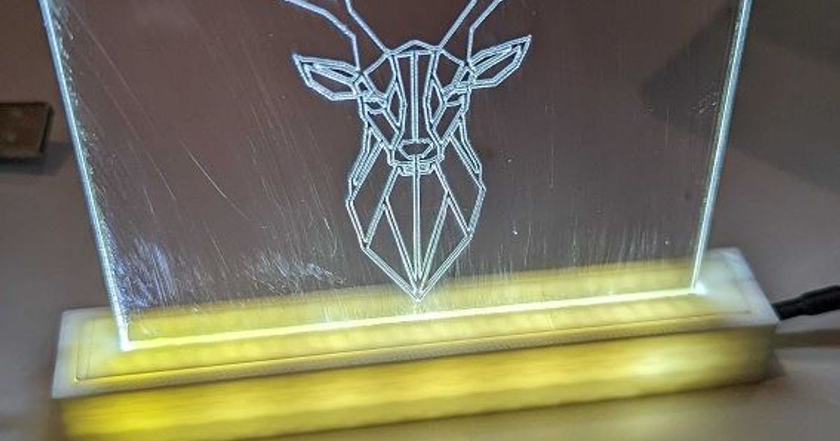 Laser etched night light base with no soldering LED strips by Tex Kang