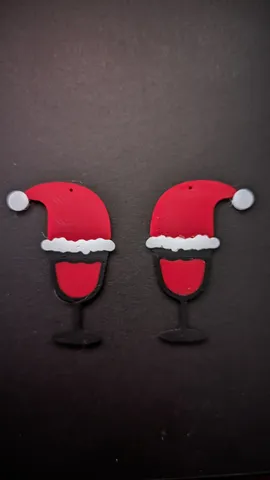 Santa Hat Wine Glass Earrings