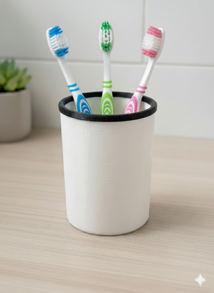 Modern Two-Tone Toothbrush Holder