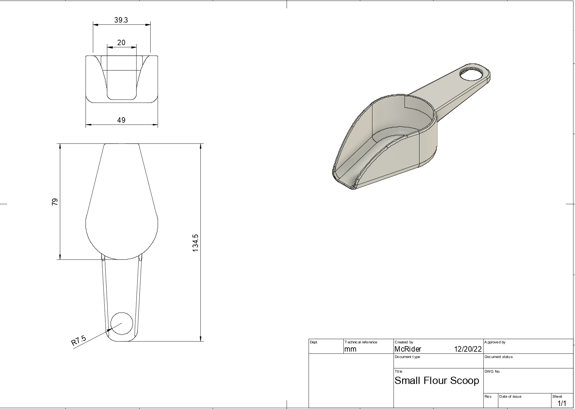 Small Flour Scoop by CeptoRider | Download free STL model | Printables.com