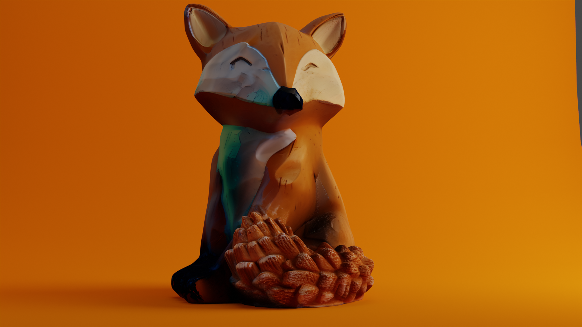 Wood Carved Fox
