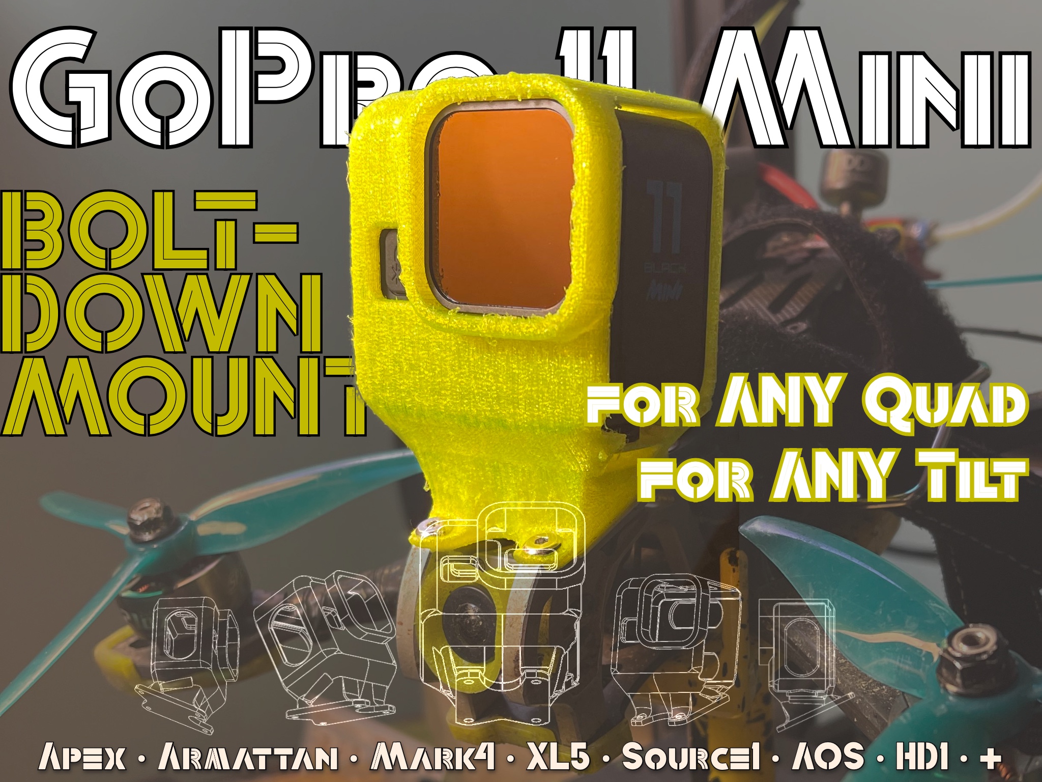 GoPro 11 Mini Drone Mount Any Drone Any Tilt Any ND By T4obrien 