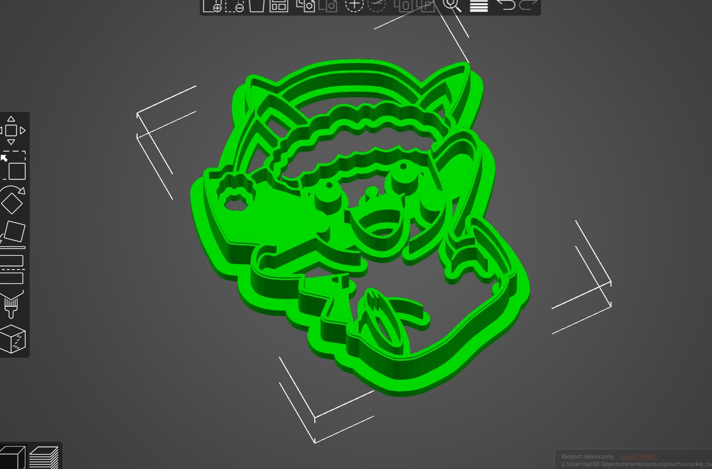 santa pikachu pokemon stl cookie cutter