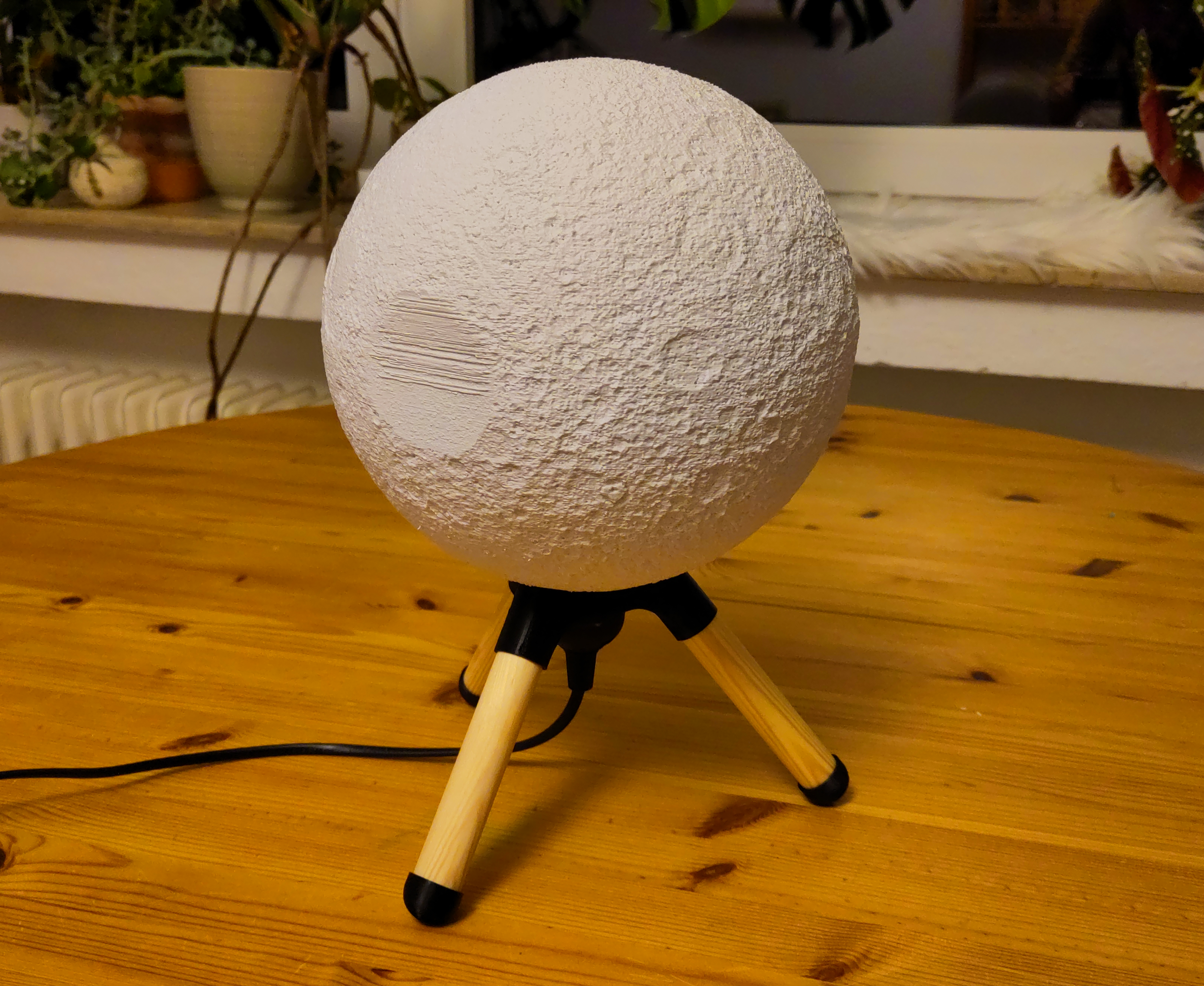 Moon lamp wooden base feet