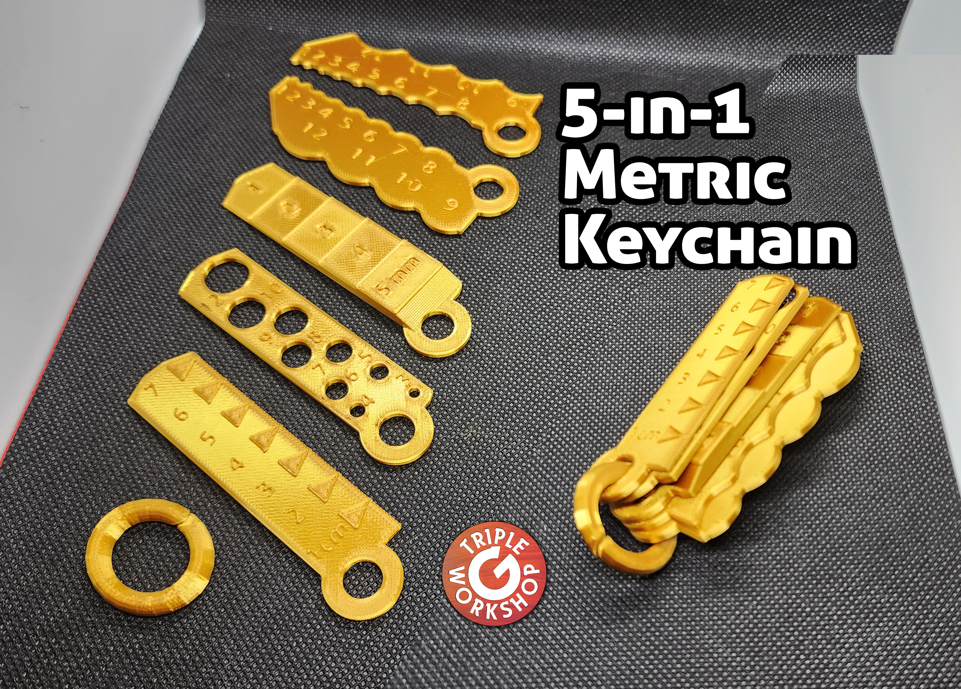 Metric measurement keychain - 5 tools