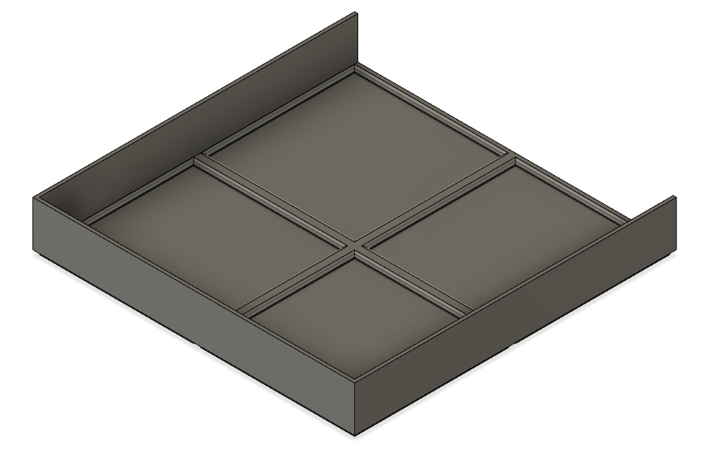 Gridfinity 2x2 Tray  with open side (23mm high) GF23-002D