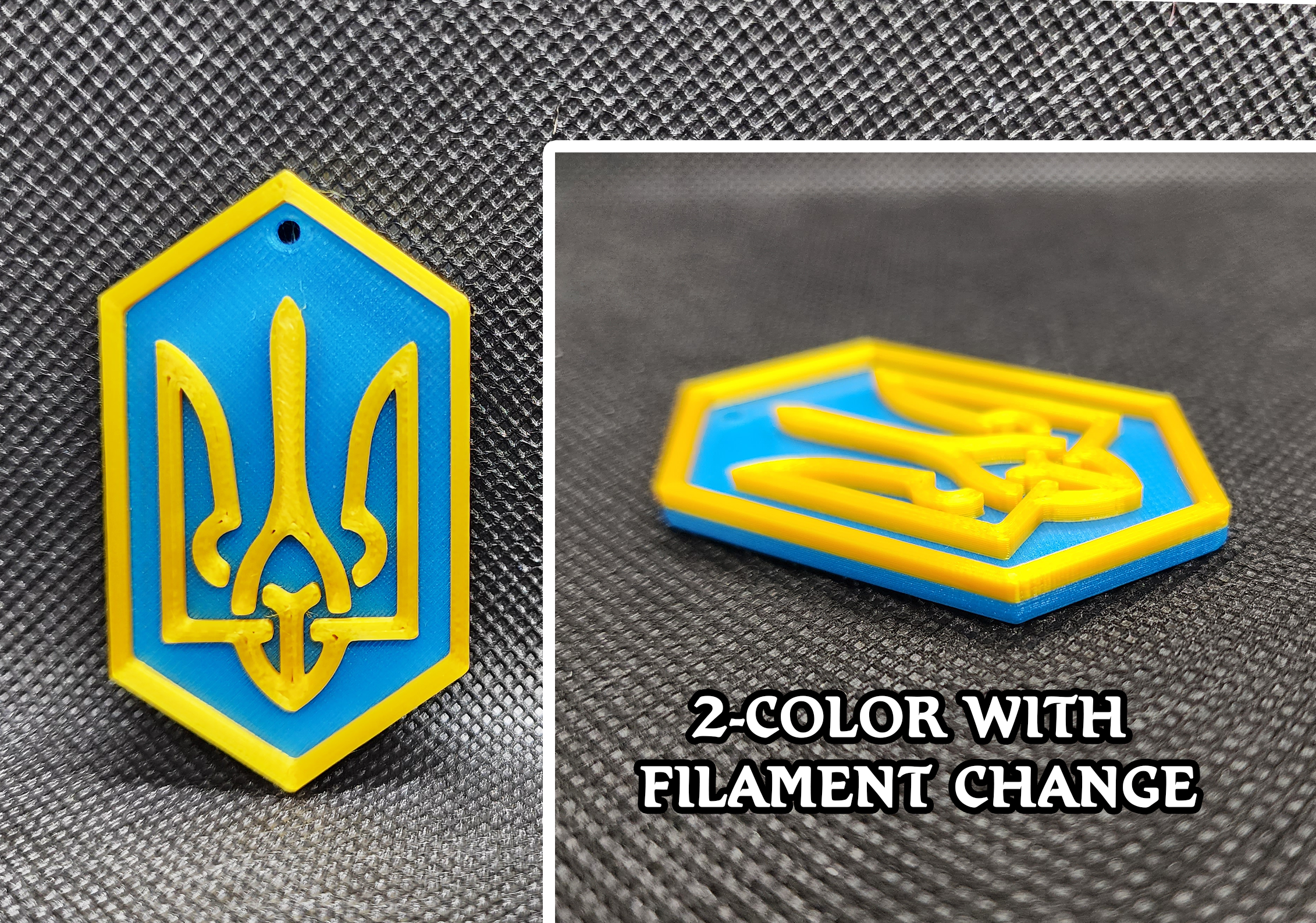 Ukraine Seal Ornament - 2 color w/filament change