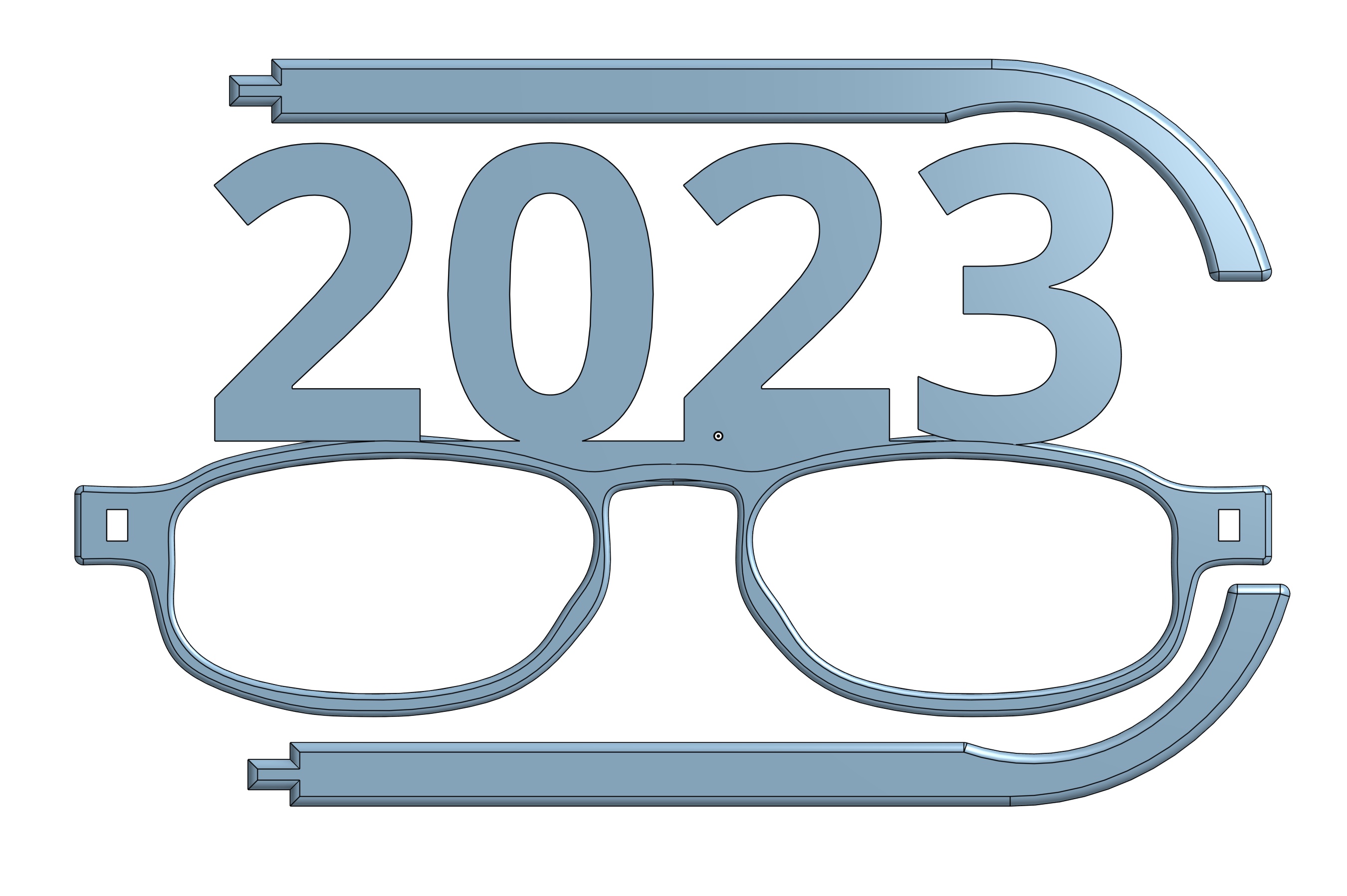 New Years Glasses 2023 by David S Download free STL model