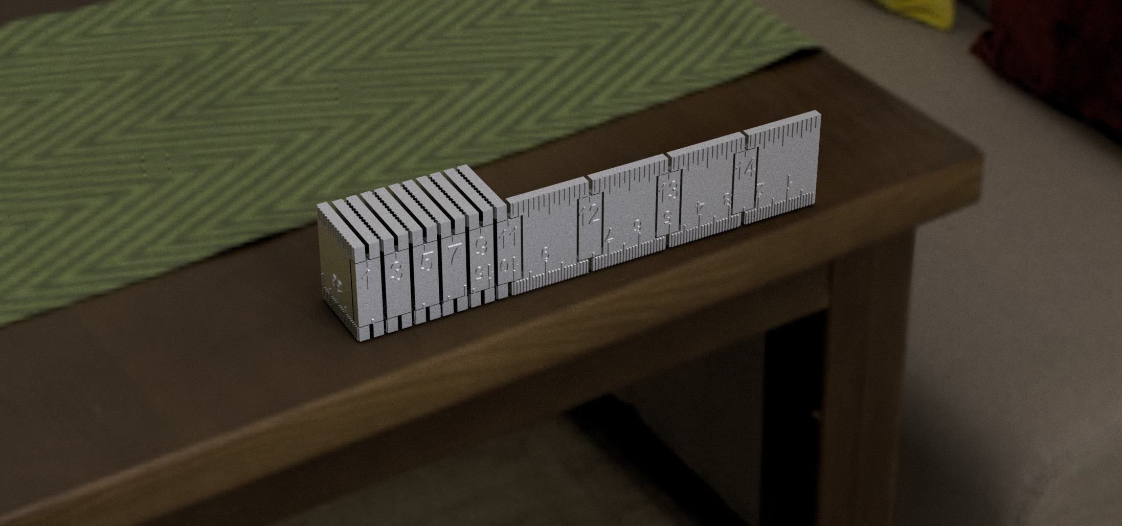 Foldable Ruler 38cm (15") 3D model thumbnail