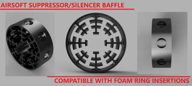 Airsoft suppressor/silencer baffle/foam ring insertion