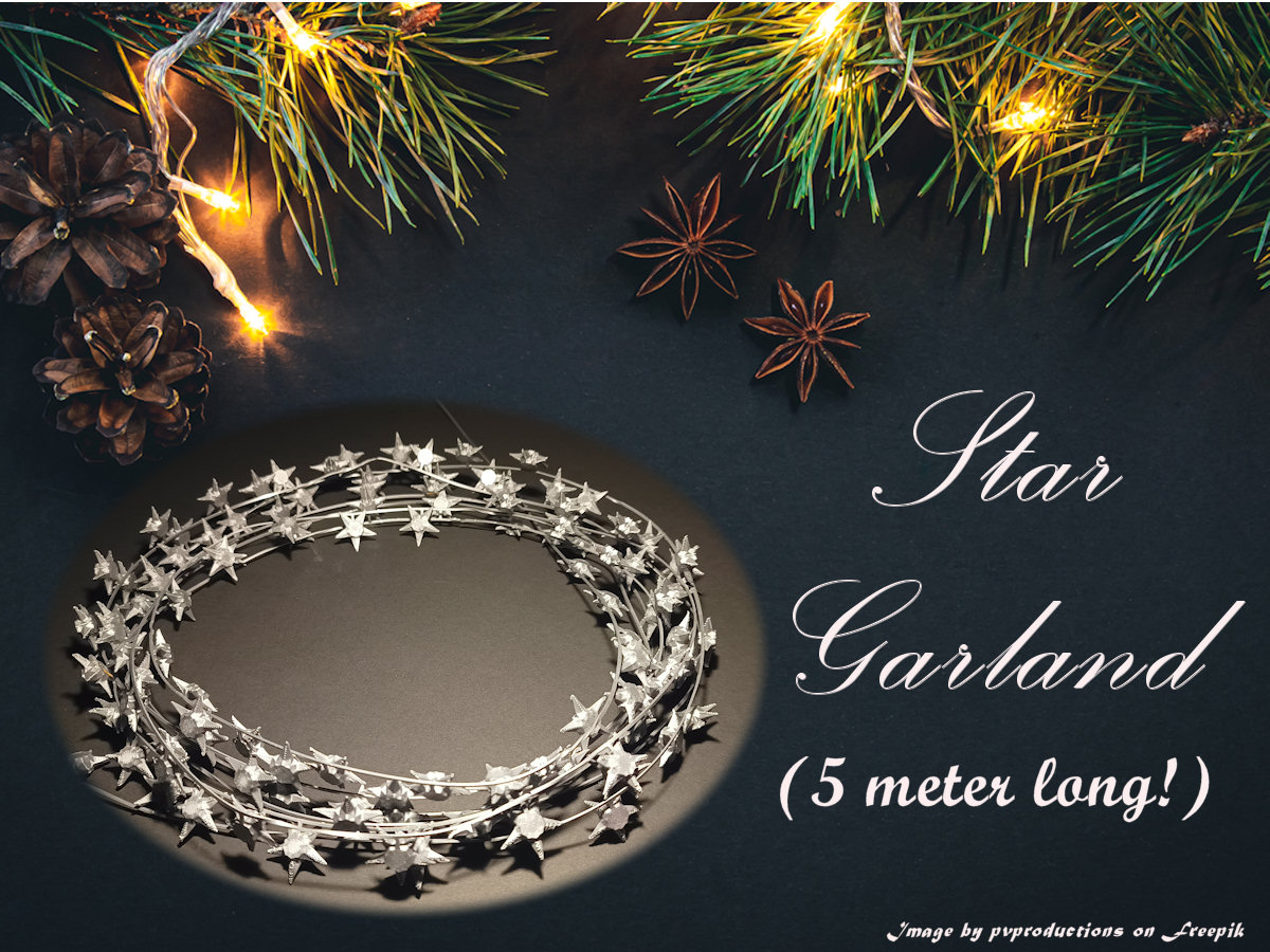 Garland with 121 3D stars - 5m long!