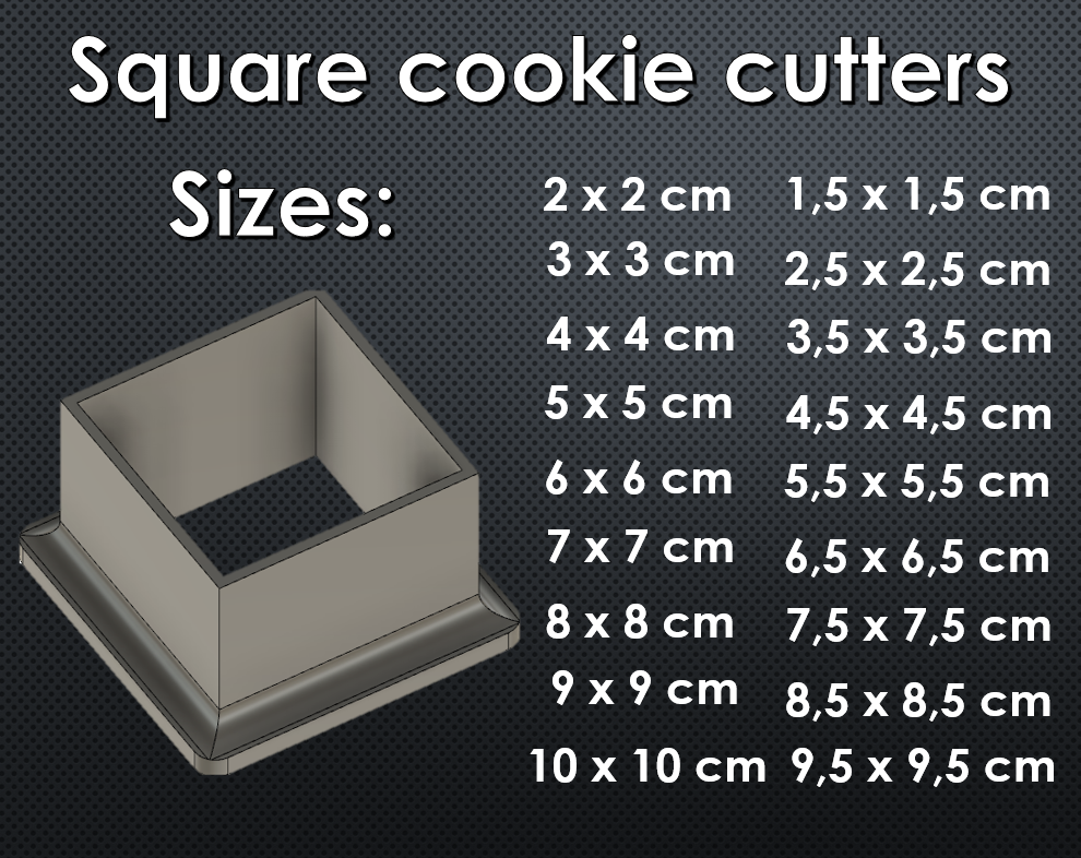 Square cookie cutter set 1,5cm 10cm. by Wiki Fišer Download free