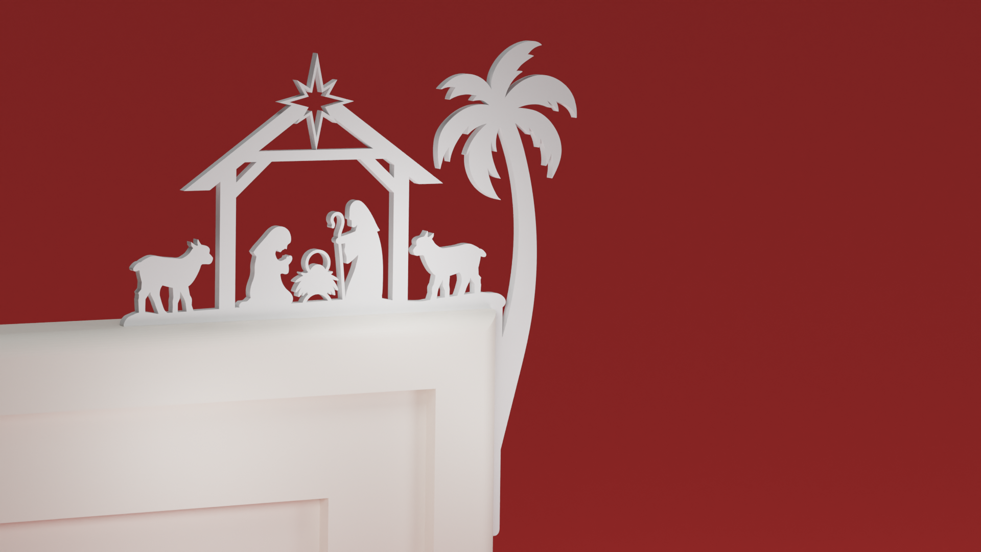 Christmas Door Trim Corner 14 - Christmas Nativity Birth Of Jesus Mary Joseph Shepherds (Christmas ornament)