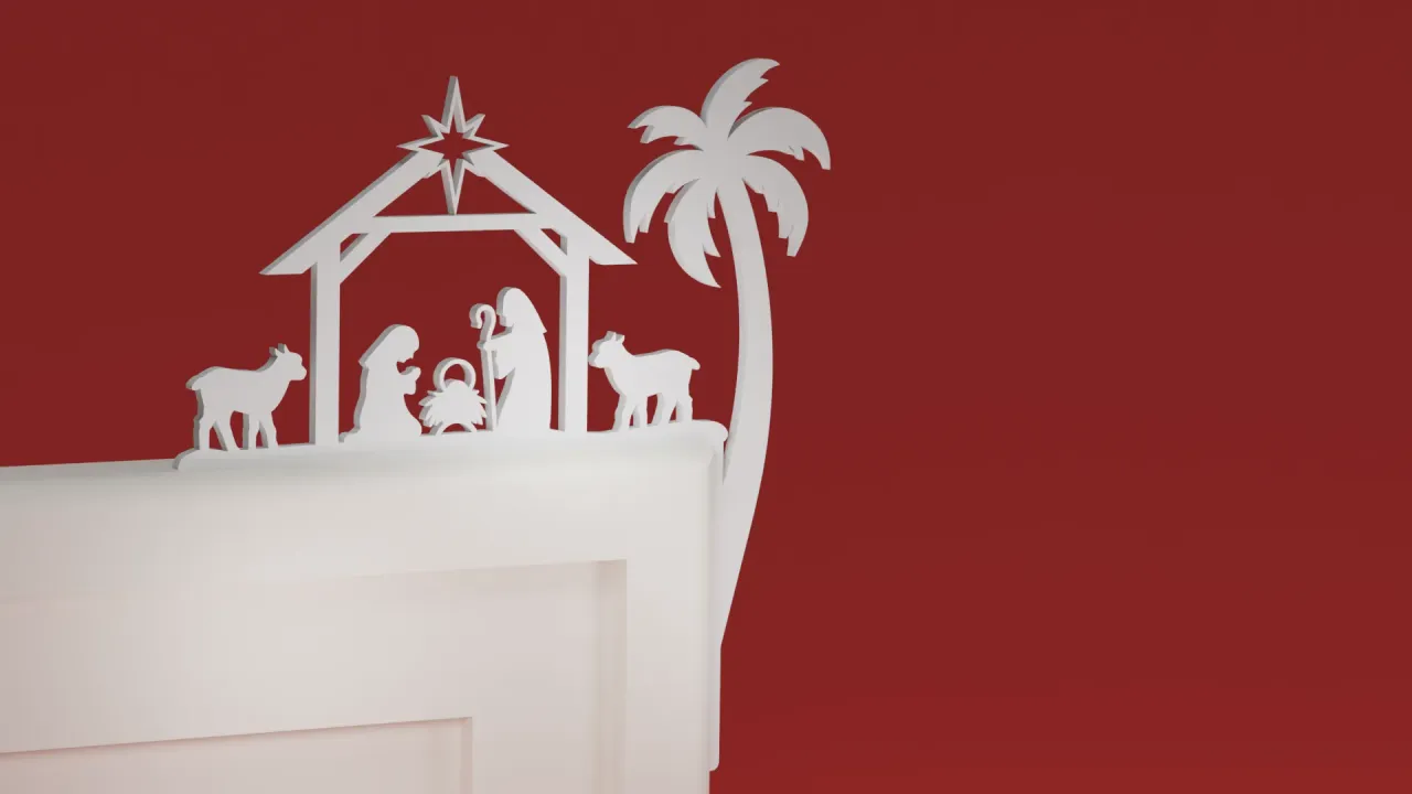Christmas Door Trim Corner 14 - Christmas Nativity Birth Of Jesus Mary ...