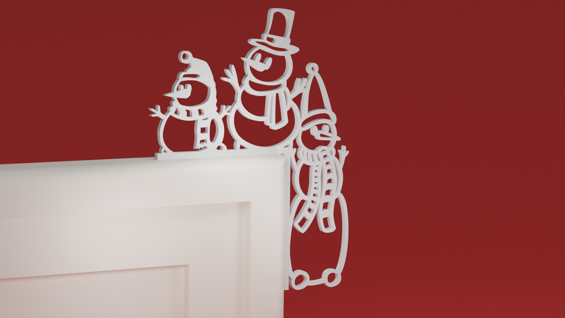Christmas Door Trim Corner 22 - Snowmen (3 x Snowman) (Christmas ornament)