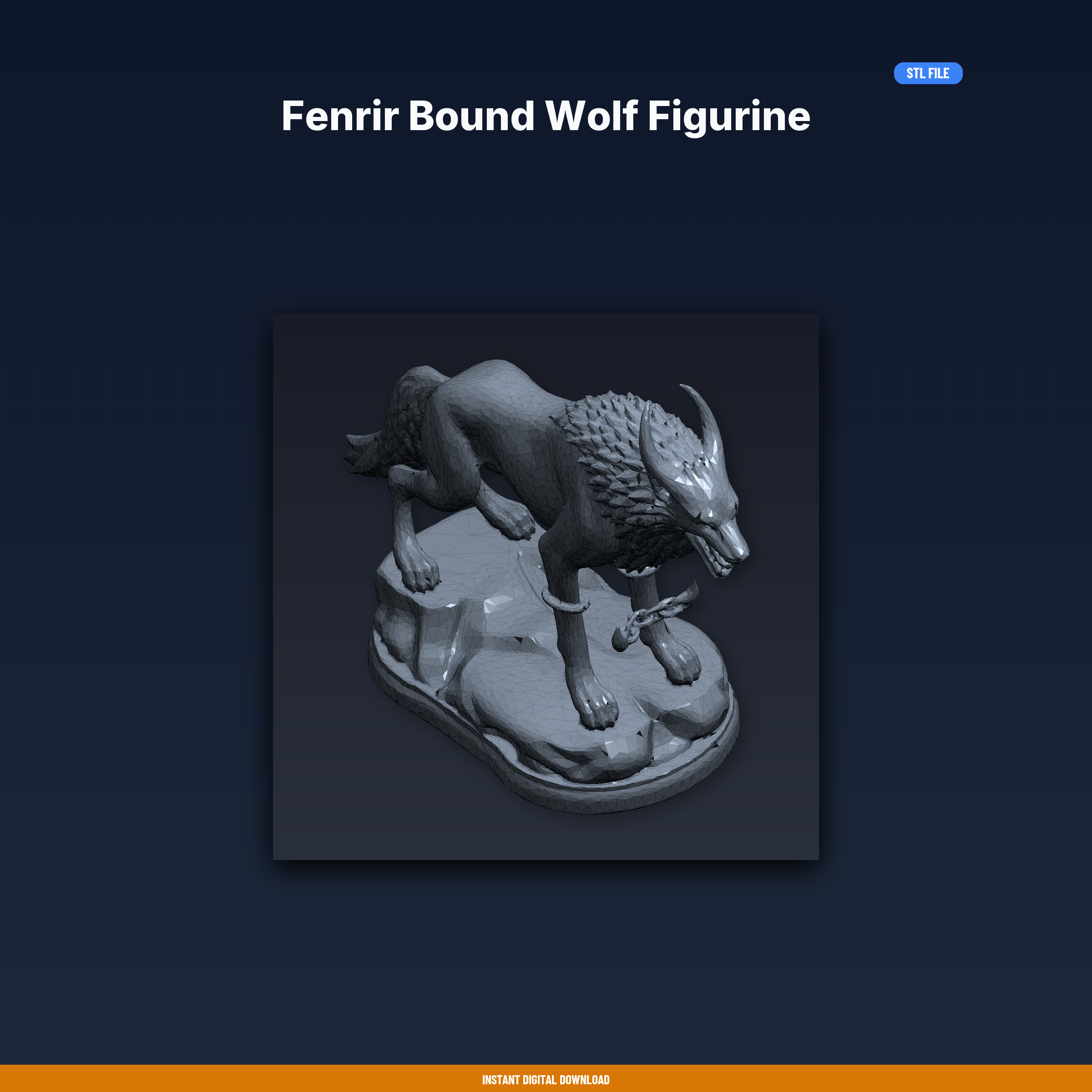 Fenrir Bound Wolf Figurine - 3D Printable STL File