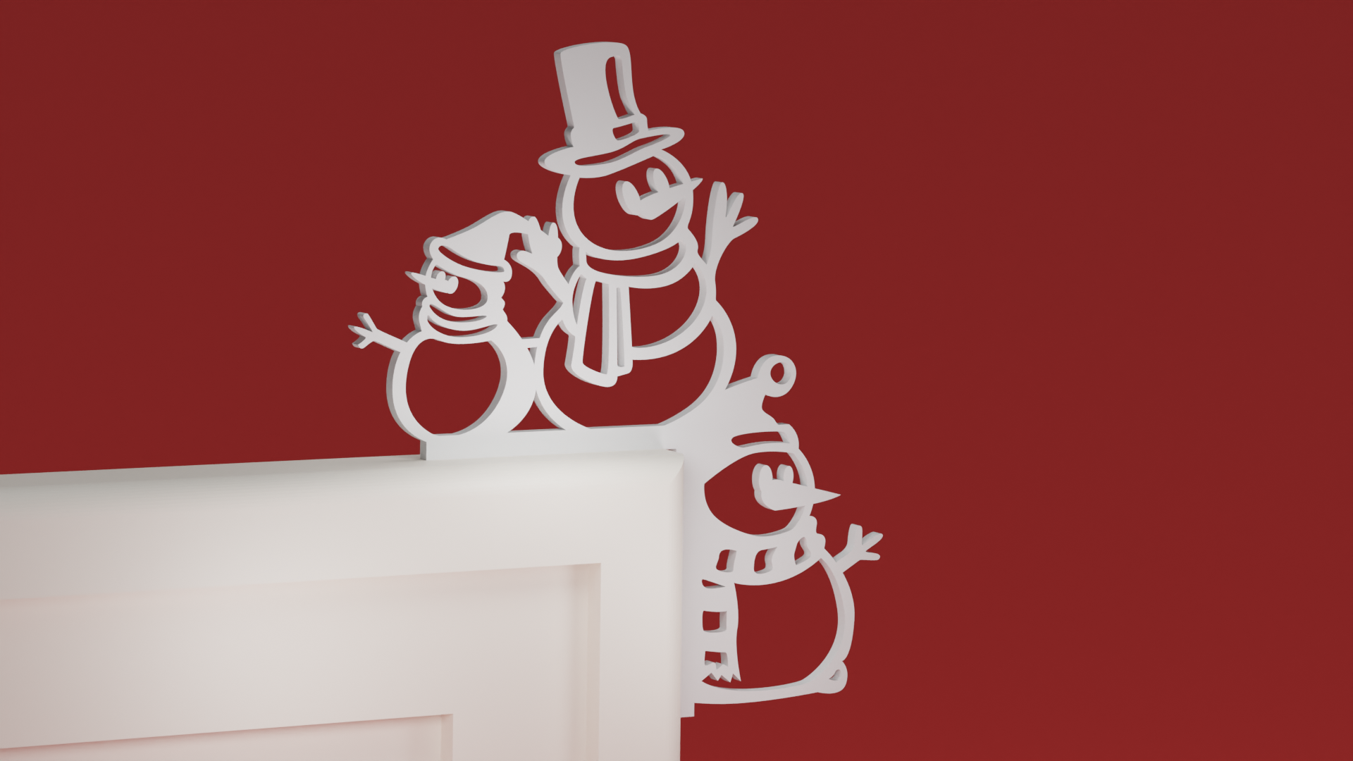 Christmas Door Trim Corner 29 - Snowmen (3 x Snowman) (Christmas ornament)