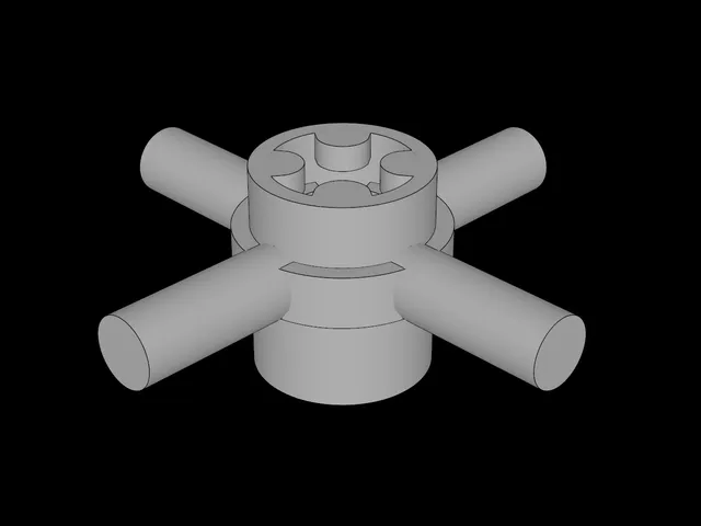 Lego Compatible (48723.dat) Bar  1L Quadruple with Axlehole Hub