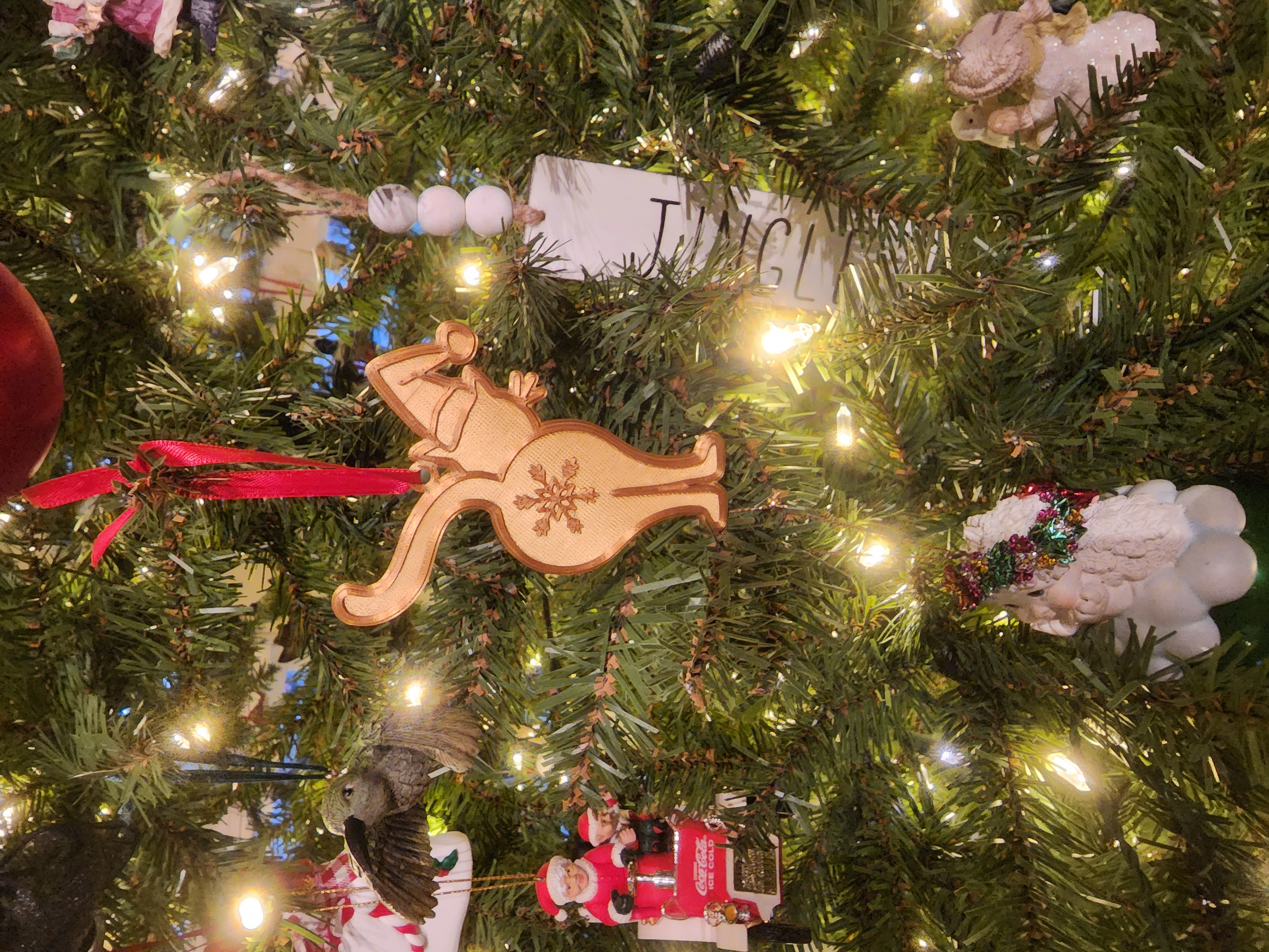 Christmas Cat Butt Ornament with Snowflake