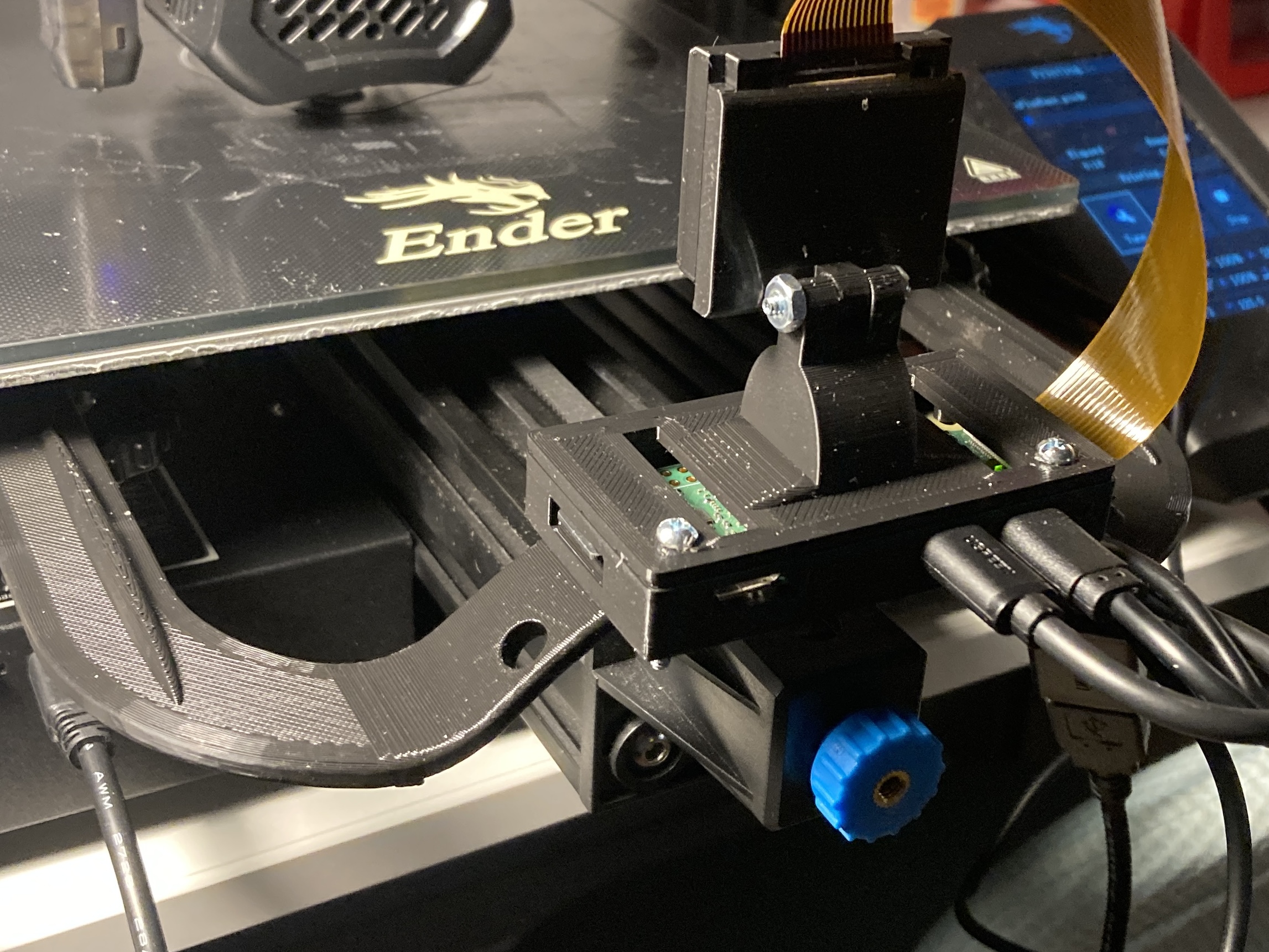 Ender 3 v2 Bed handle with Raspberry Pi Zero 2 W Mount/Camera Mount by