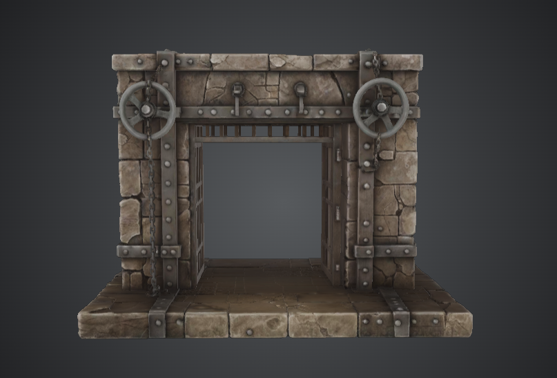 Industrial Stone Dungeon Gate – Modular Fortress Entrance