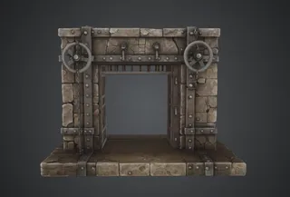 Industrial Stone Dungeon Gate – Modular Fortress Entrance