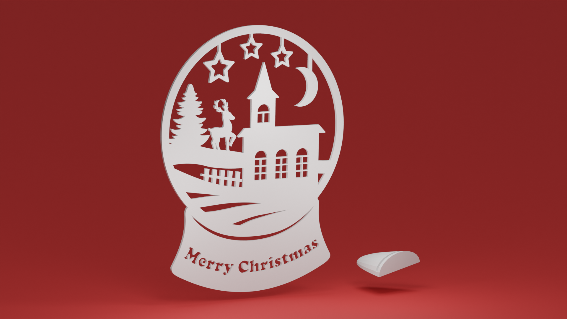 Snow Globe - Starry Night, with an optional custom display stand for freestanding use (Christmas ornament)