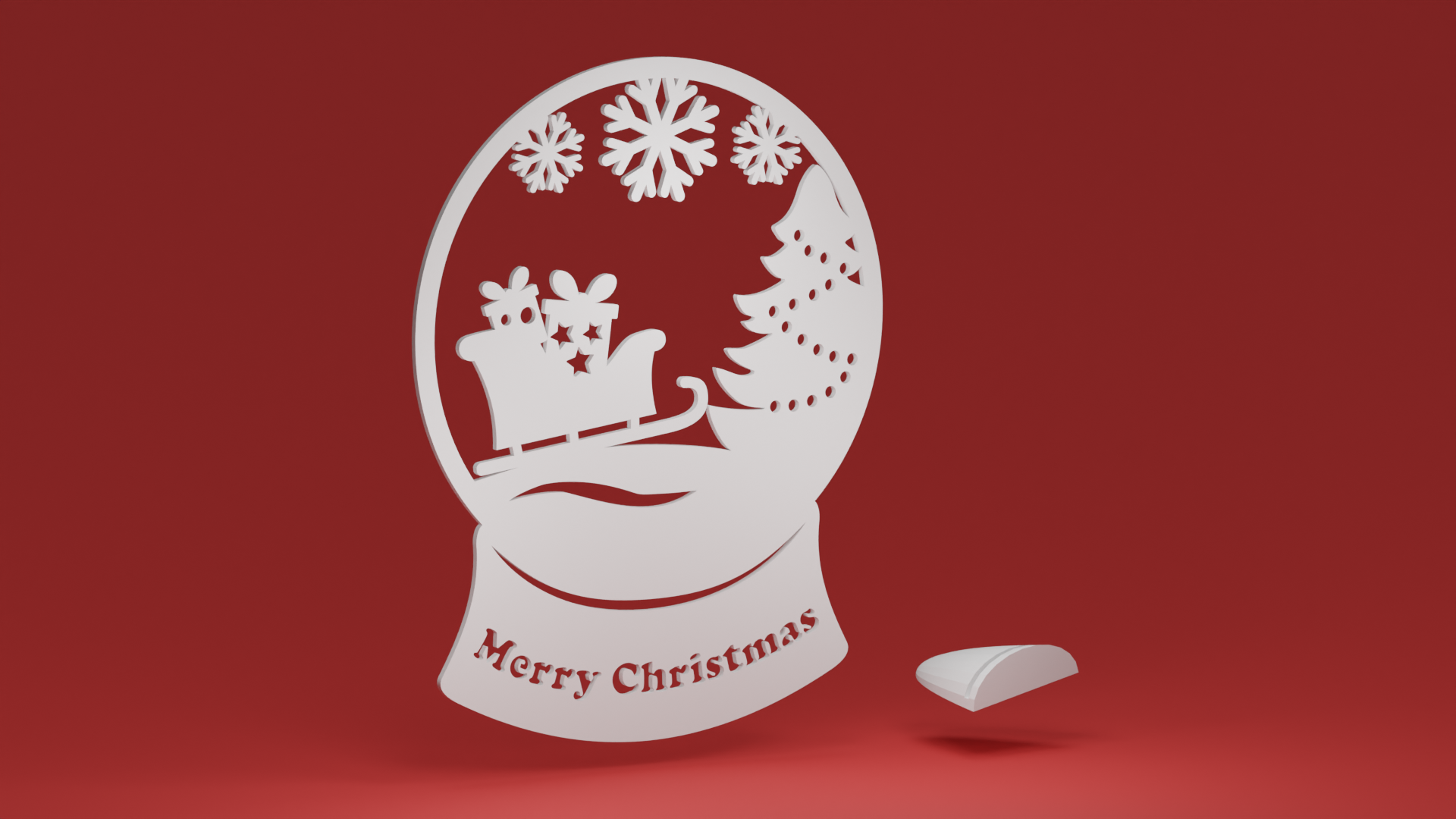Snow Globe - Santa Sleigh, with an optional custom display stand for freestanding use (Christmas ornament)