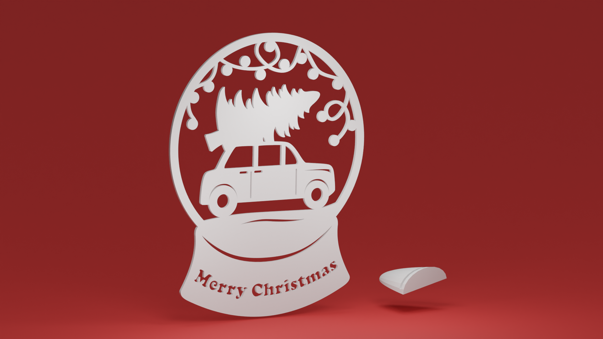 Snow Globe - Retro Car with Christmas Tree on the roof, with an optional custom display stand for freestanding use (Christmas ornament)