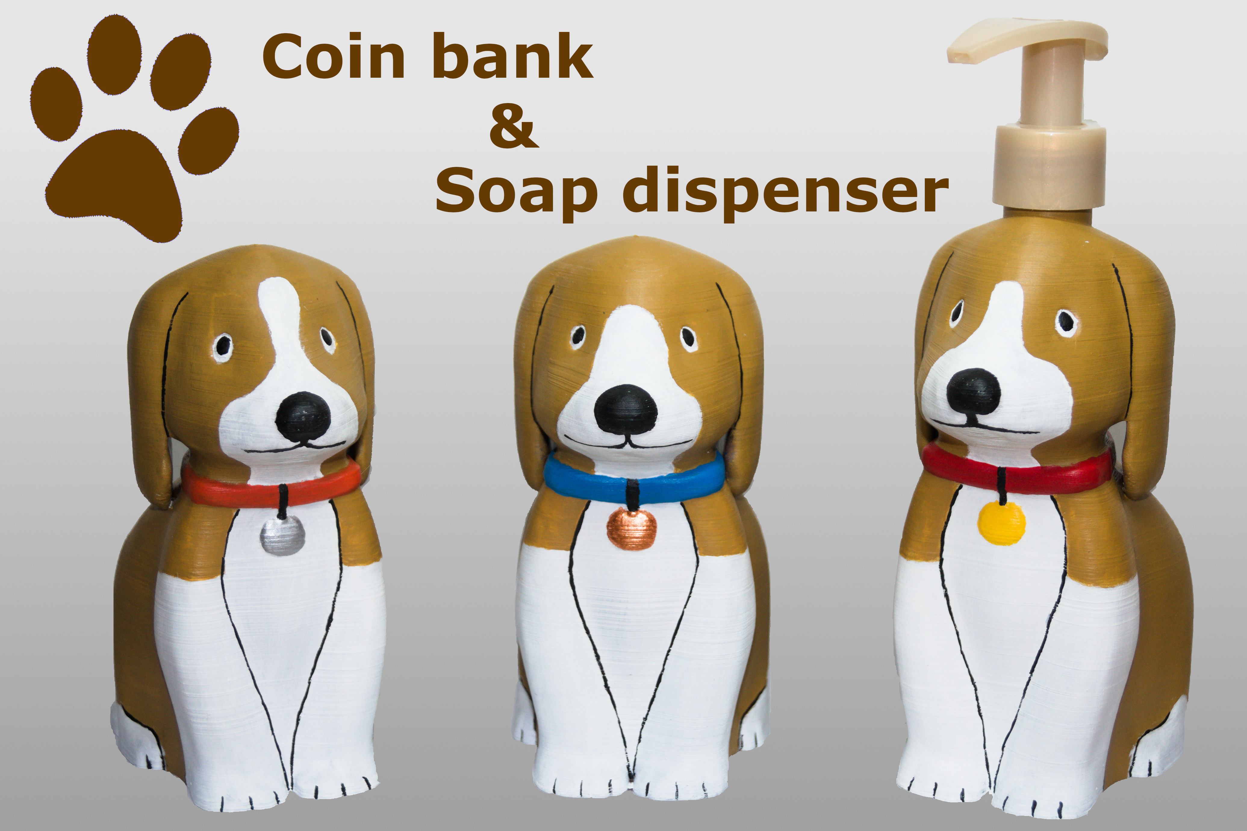 Dog shaped coin bank and soap dispenser