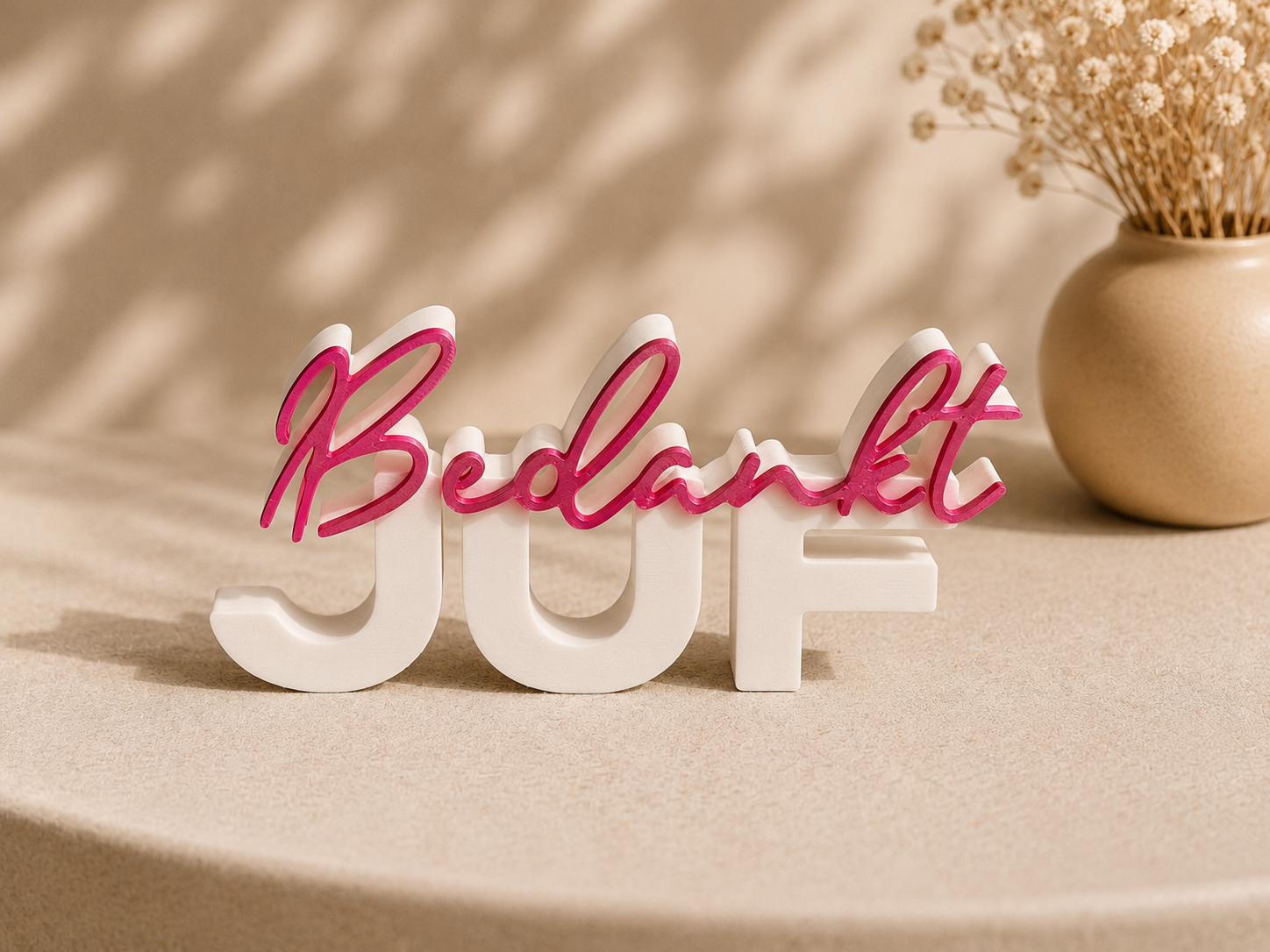 Bedankt Juf – 3D Text Sign