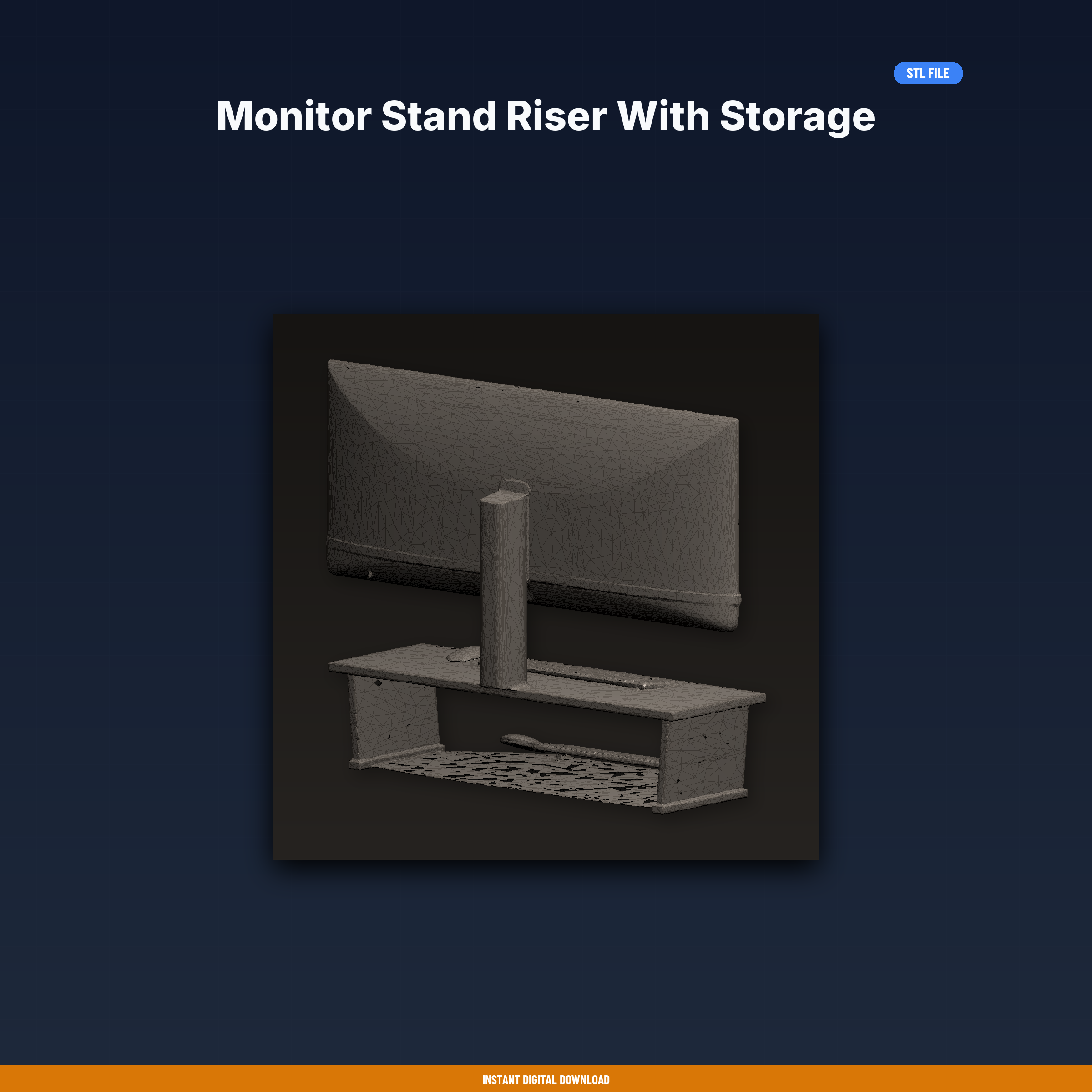 Monitor Stand Riser With Storage Underneath, Keyboard Storage, - 3D Printable STL File