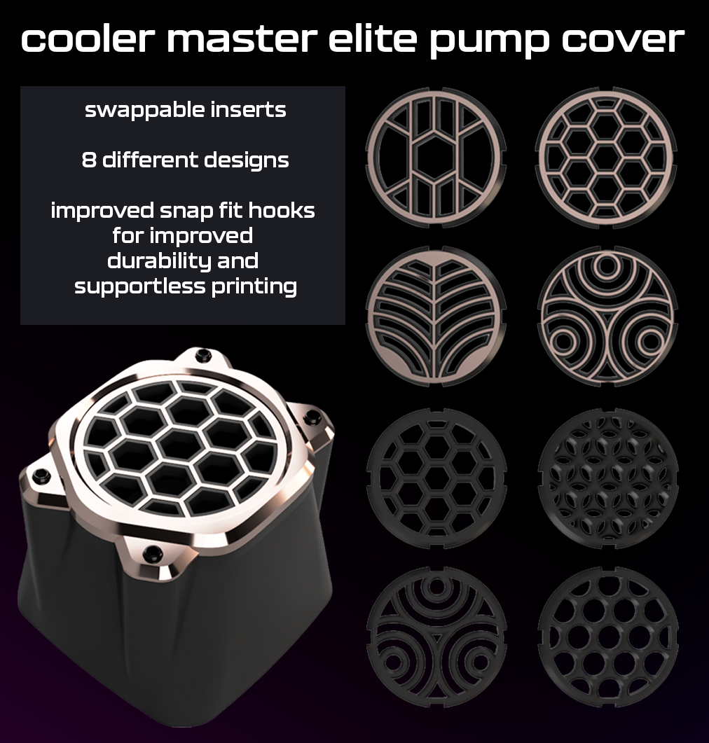 cooler master elite pump cover with swappable inserts