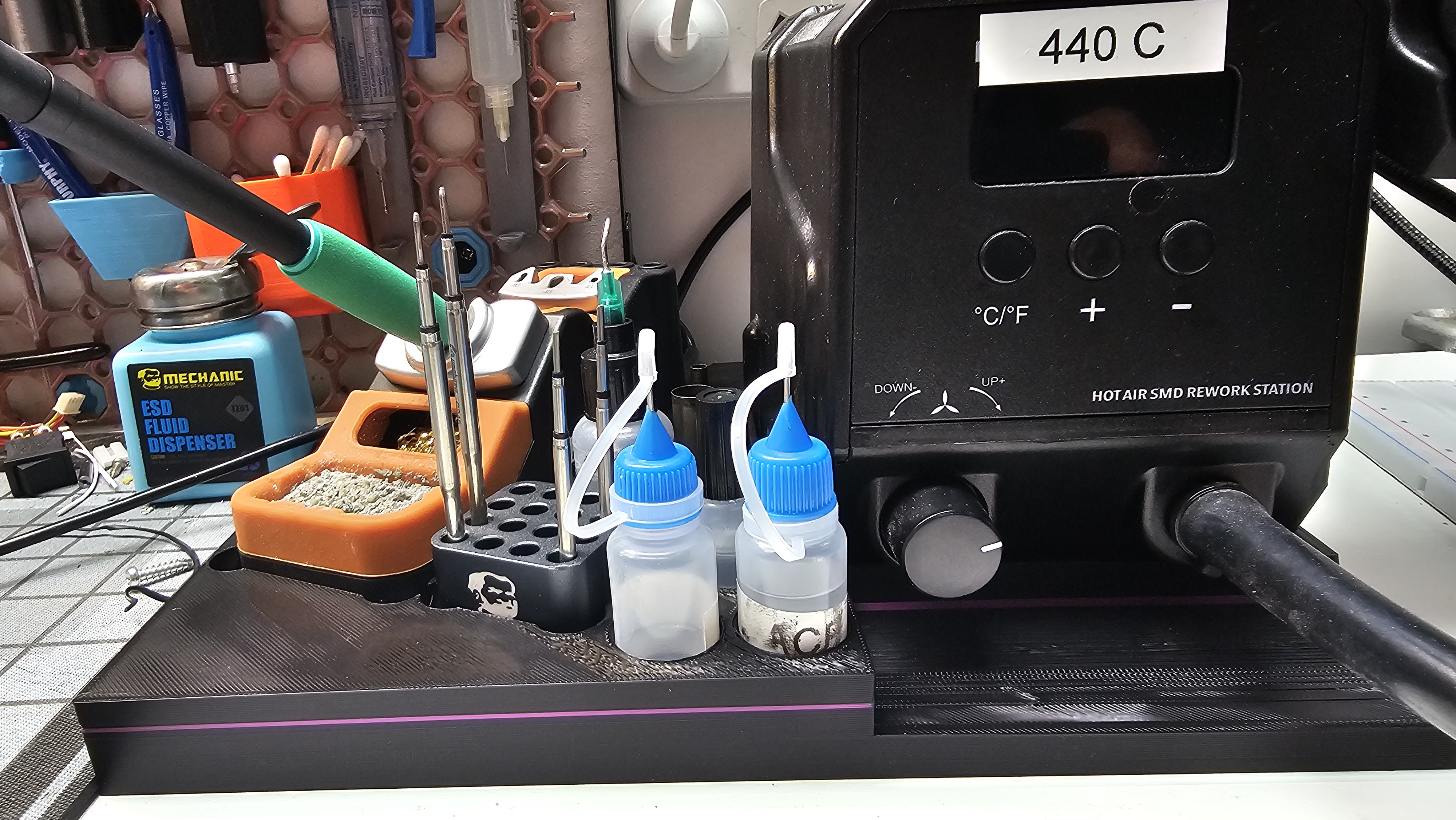 Geeboon TC22 soldering station with accessories and hot air holder 3D model