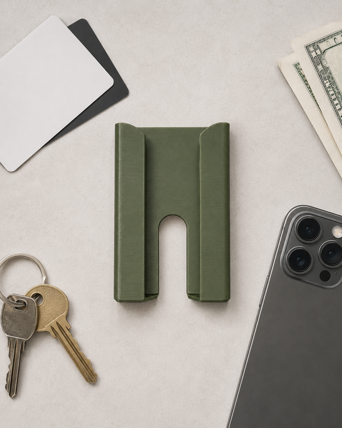 Slim One-Piece Wallet — Cards + Cash, Print and Go