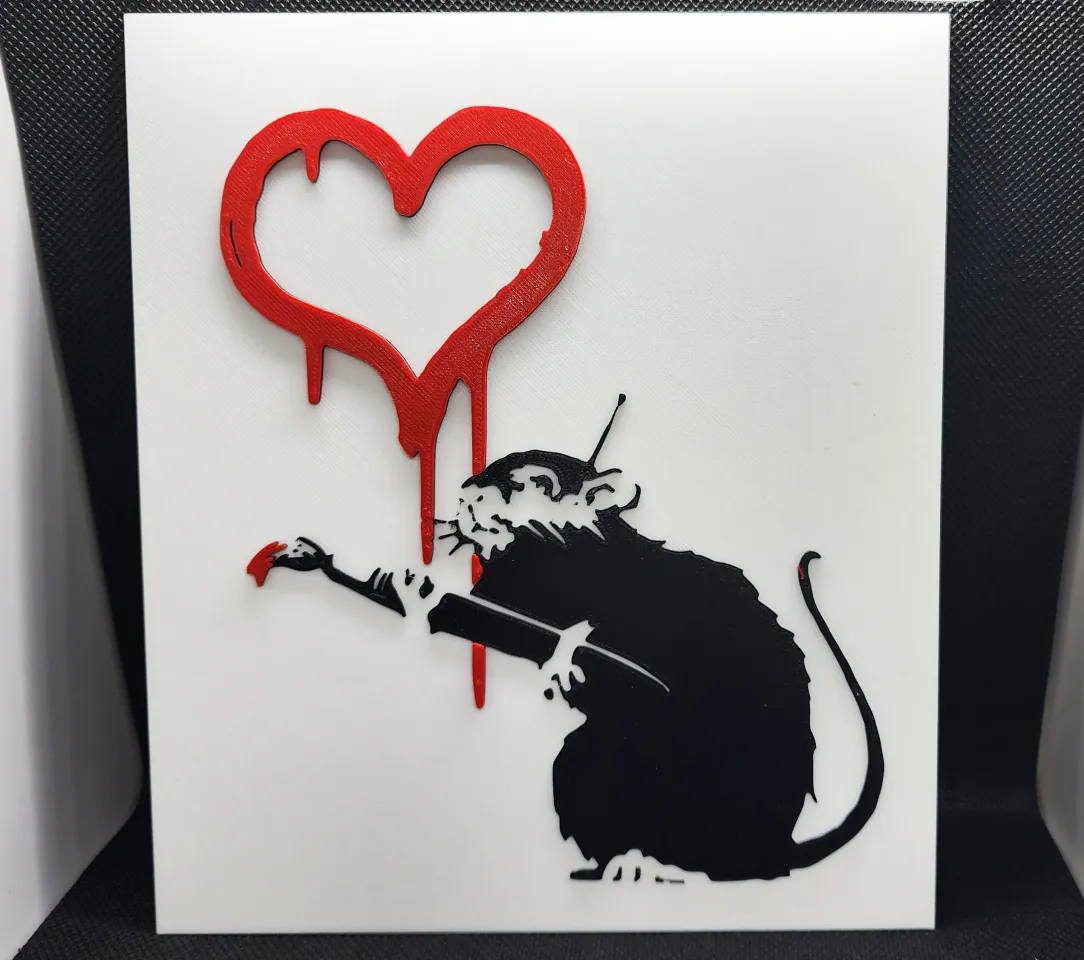 rat and a heart banksy vinyl art - TenStickers