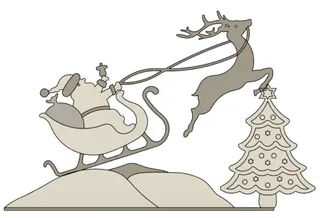 Santa Claus in a sleigh and reindeer (Weihnachtsmann im Schlitten und Rentier)
