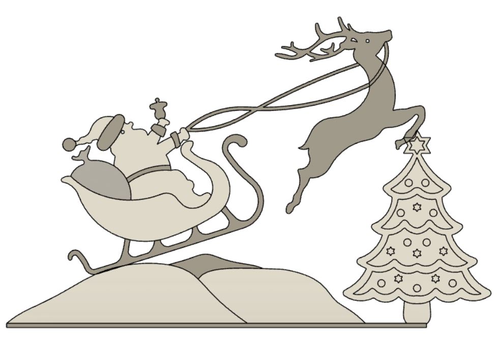 Santa Claus in a sleigh and reindeer (Weihnachtsmann im Schlitten und Rentier)